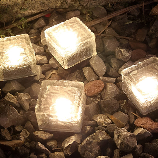White ice cube-shaped LED Smart Solar Outdoor Lights
