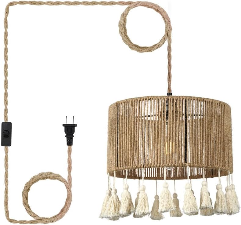 Woven chandelier rope Oval chandelier Bohemian style hanging light Insert light pendant living room